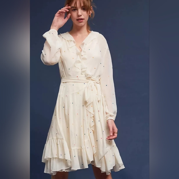 Anthropologie Ranna Gill Gauzy Multicolored Dot Dress - Picture 2 of 2